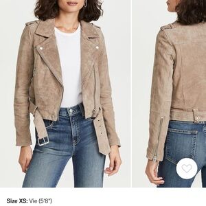 Blank NYC Tan Leather Moto Jacket with Notched Lapels